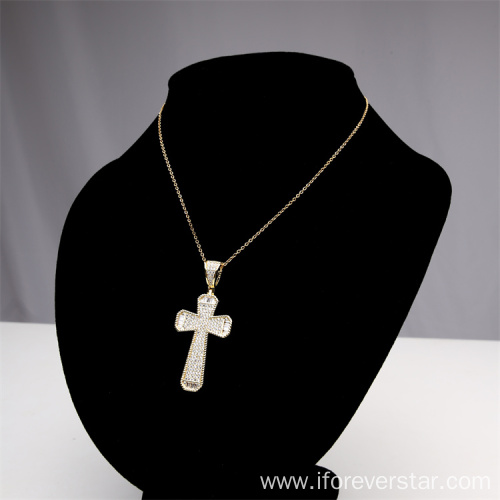 copper zircon 925 silver cross charm pendant